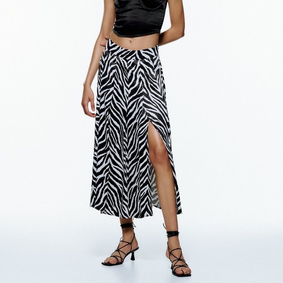 NWT Zara Animal Print Midi Skirt - Picture 1 of 10